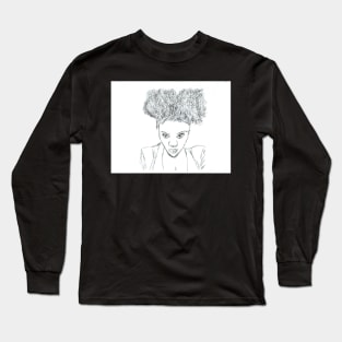 CurlyGirl Kinky Natural Hair Afro Puff Drawing T Shirt Long Sleeve T-Shirt